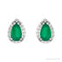 Sapphire Row Lab-Grown Gemstone Pear Halo Stud Earrings - Emerald, 14K White Gold, 4 mm (view 2)