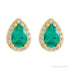 Sapphire Row Lab-Grown Gemstone Pear Halo Stud Earrings - Emerald, 14K Yellow Gold, 3 mm (view 2)