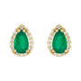 Sapphire Row Lab-Grown Gemstone Pear Halo Stud Earrings - Emerald, 14K Yellow Gold, 4 mm (view 2)