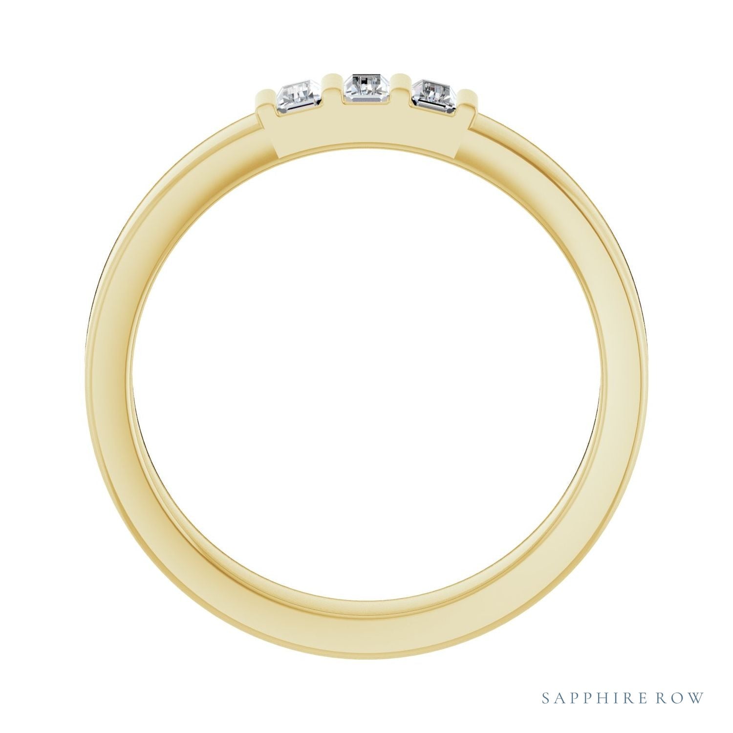 Sapphire Row Natural Diamond Baguette Trio Band - 14K Yellow Gold (view 2)