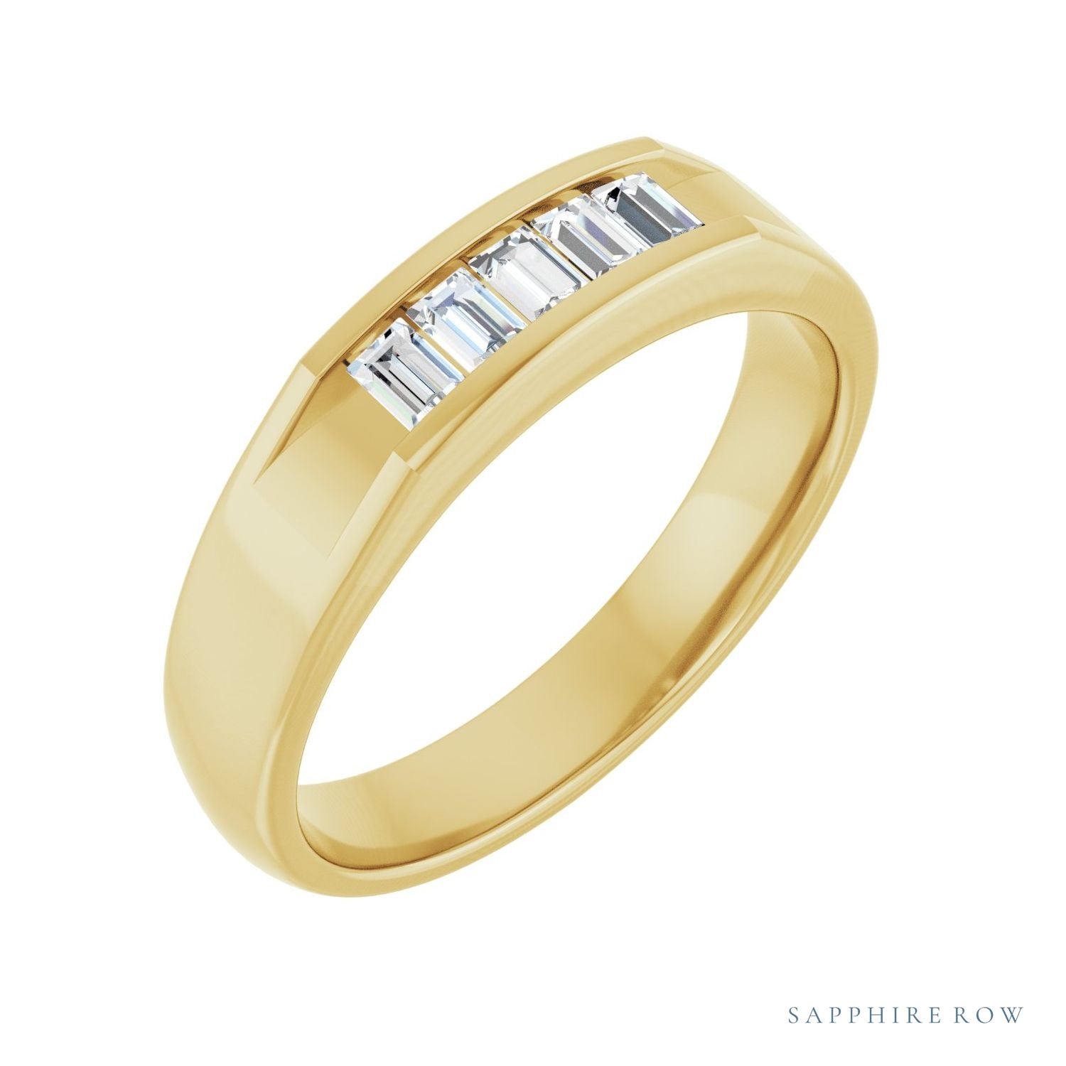 Sapphire Row Natural Diamond Five-Stone Channel-Set Band - 14K Yellow Gold