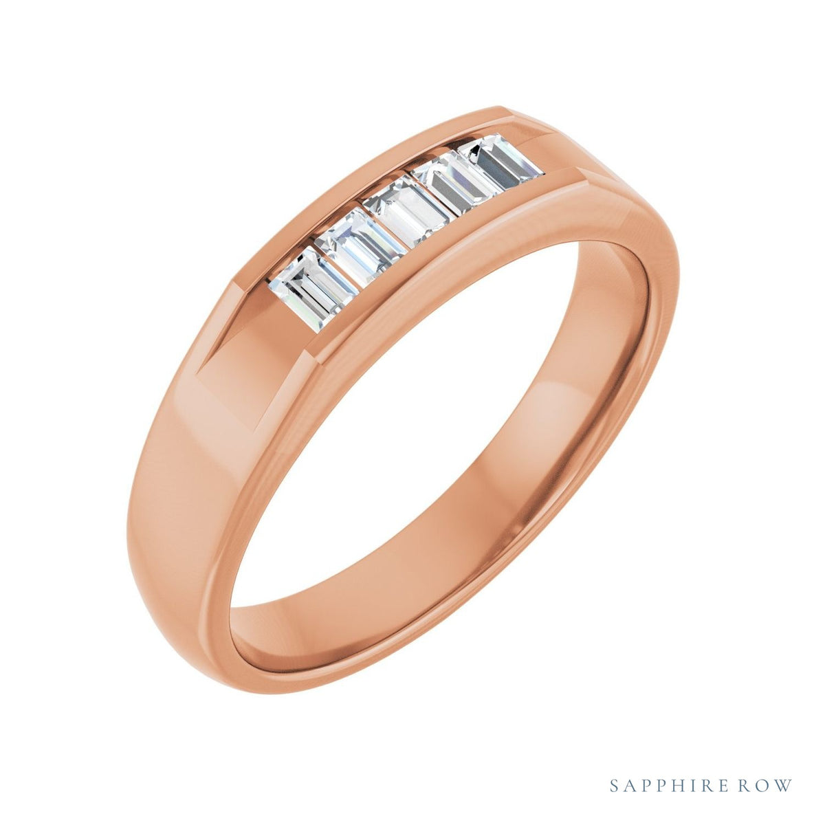 Sapphire Row Natural Diamond Five-Stone Channel-Set Band - 14K Rose Gold