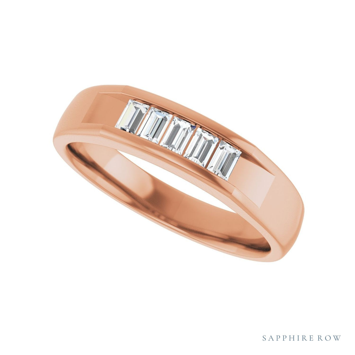 Sapphire Row Natural Diamond Five-Stone Channel-Set Band - 14K Rose Gold (view 5)