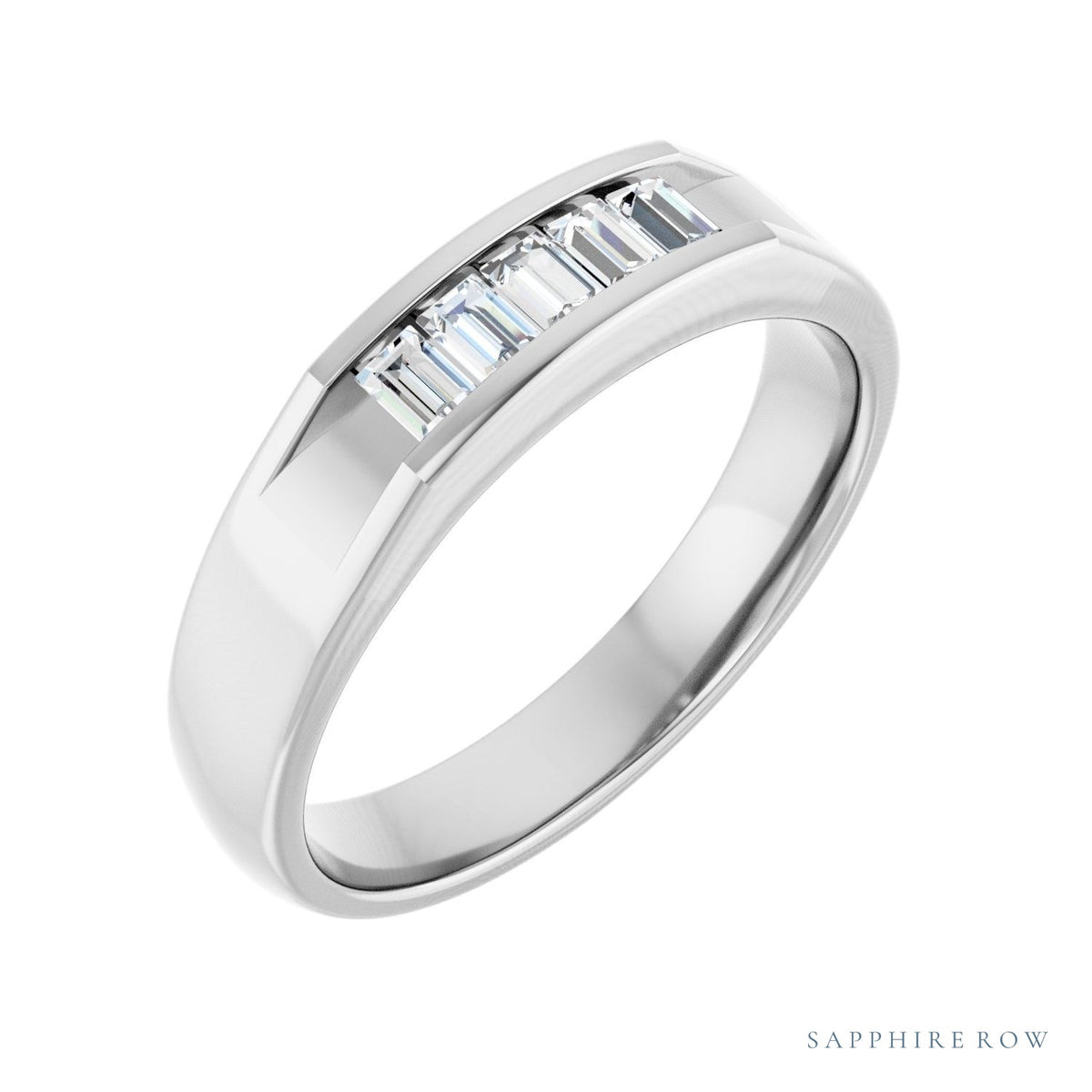 Sapphire Row Natural Diamond Five-Stone Channel-Set Band - Platinum