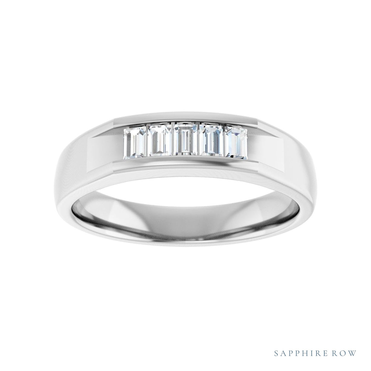 Sapphire Row Natural Diamond Five-Stone Channel-Set Band - 14K White Gold (view 3)