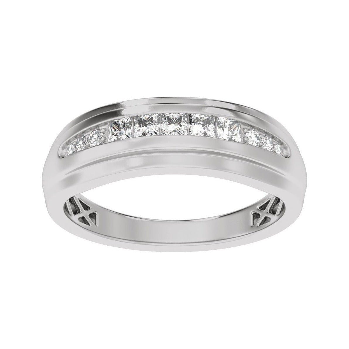 Sapphire Row Lab-Grown Diamond Channel-Set Tapered Band - 14K White Gold (view 3)