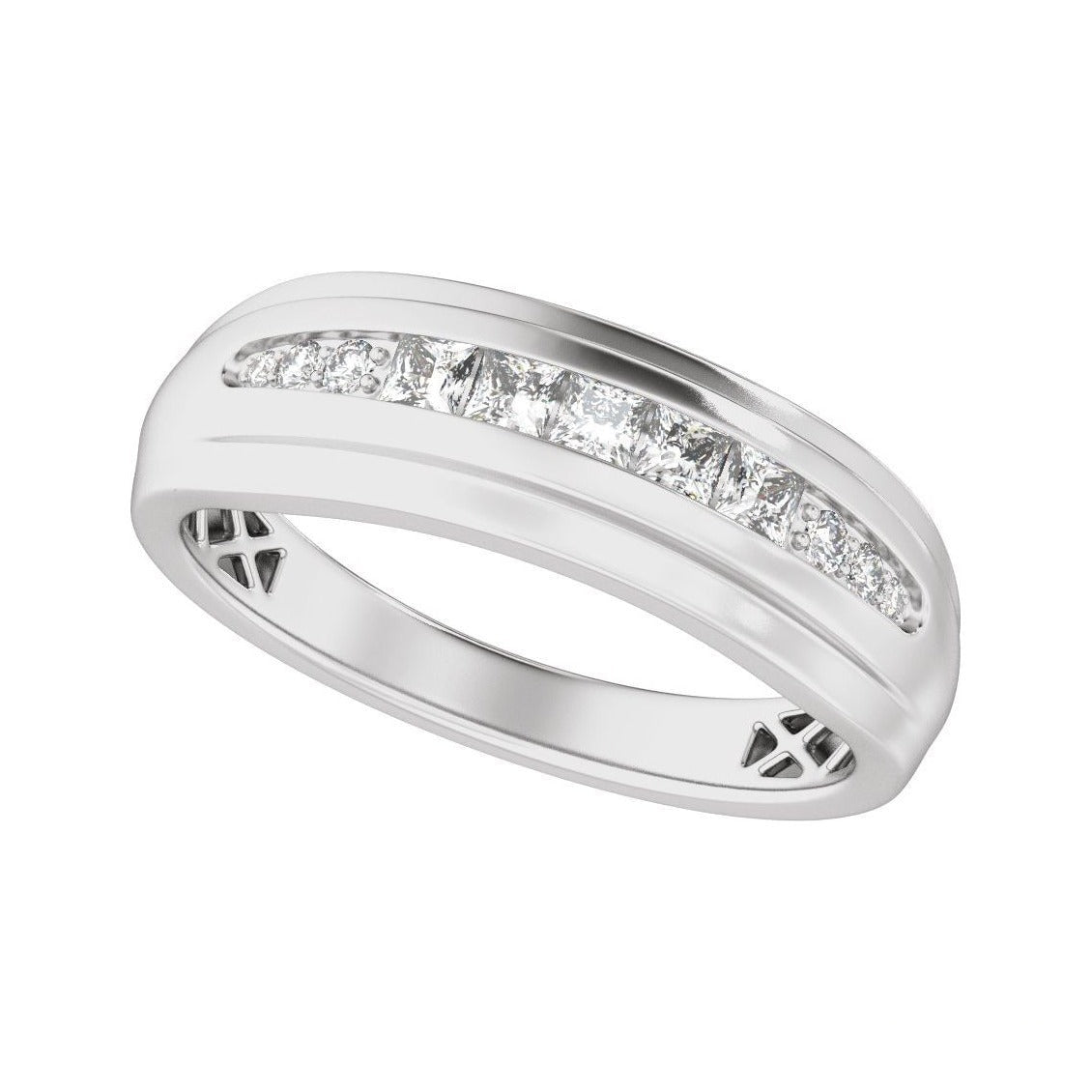 Sapphire Row Lab-Grown Diamond Channel-Set Tapered Band - 14K White Gold (view 5)