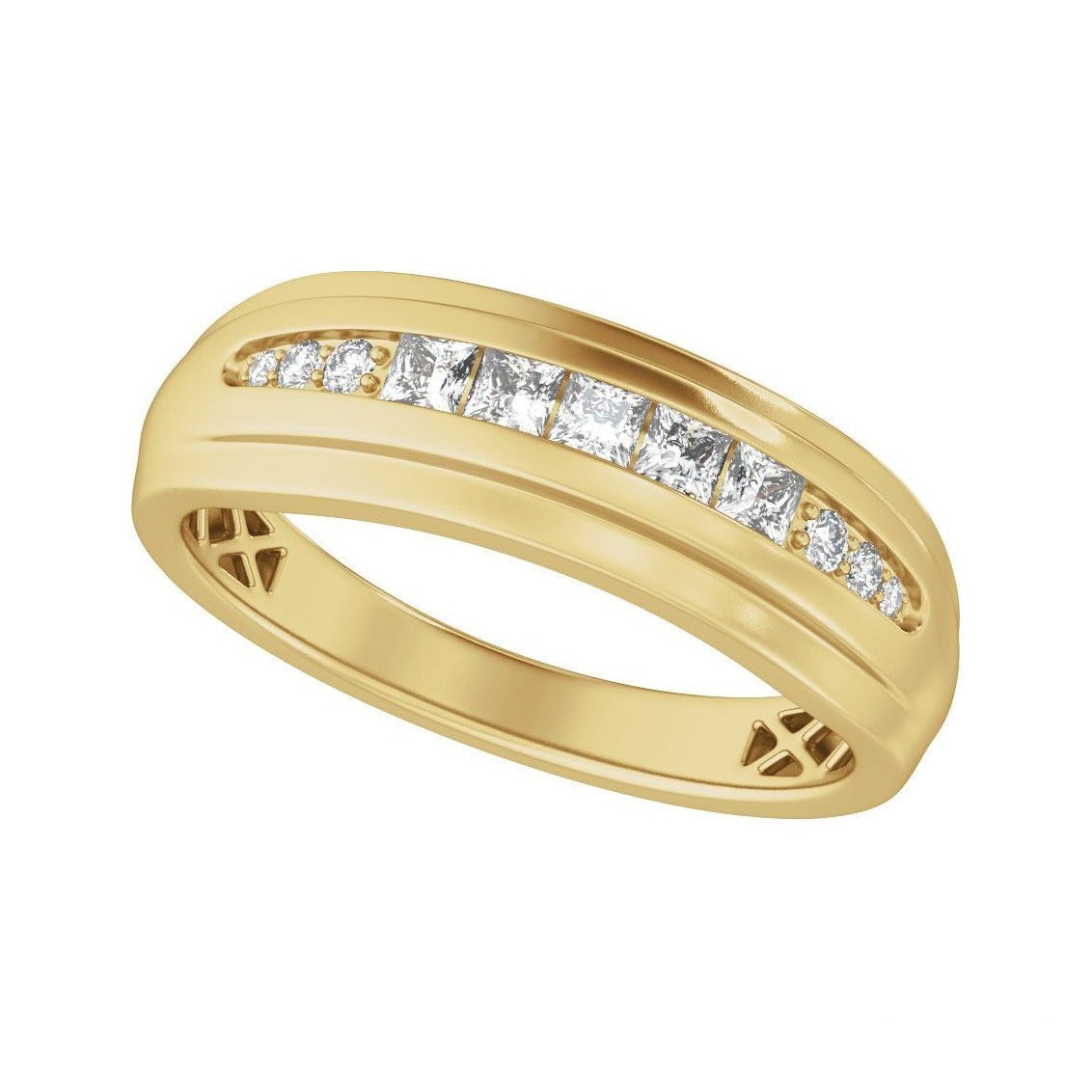 Sapphire Row Lab-Grown Diamond Channel-Set Tapered Band - 14K Yellow Gold (view 5)