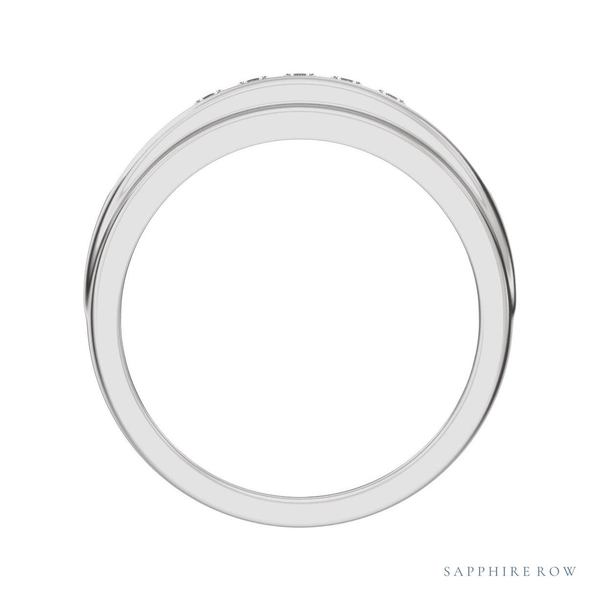 Sapphire Row Natural Diamond Channel-Set Tapered Band - 14K White Gold (view 2)