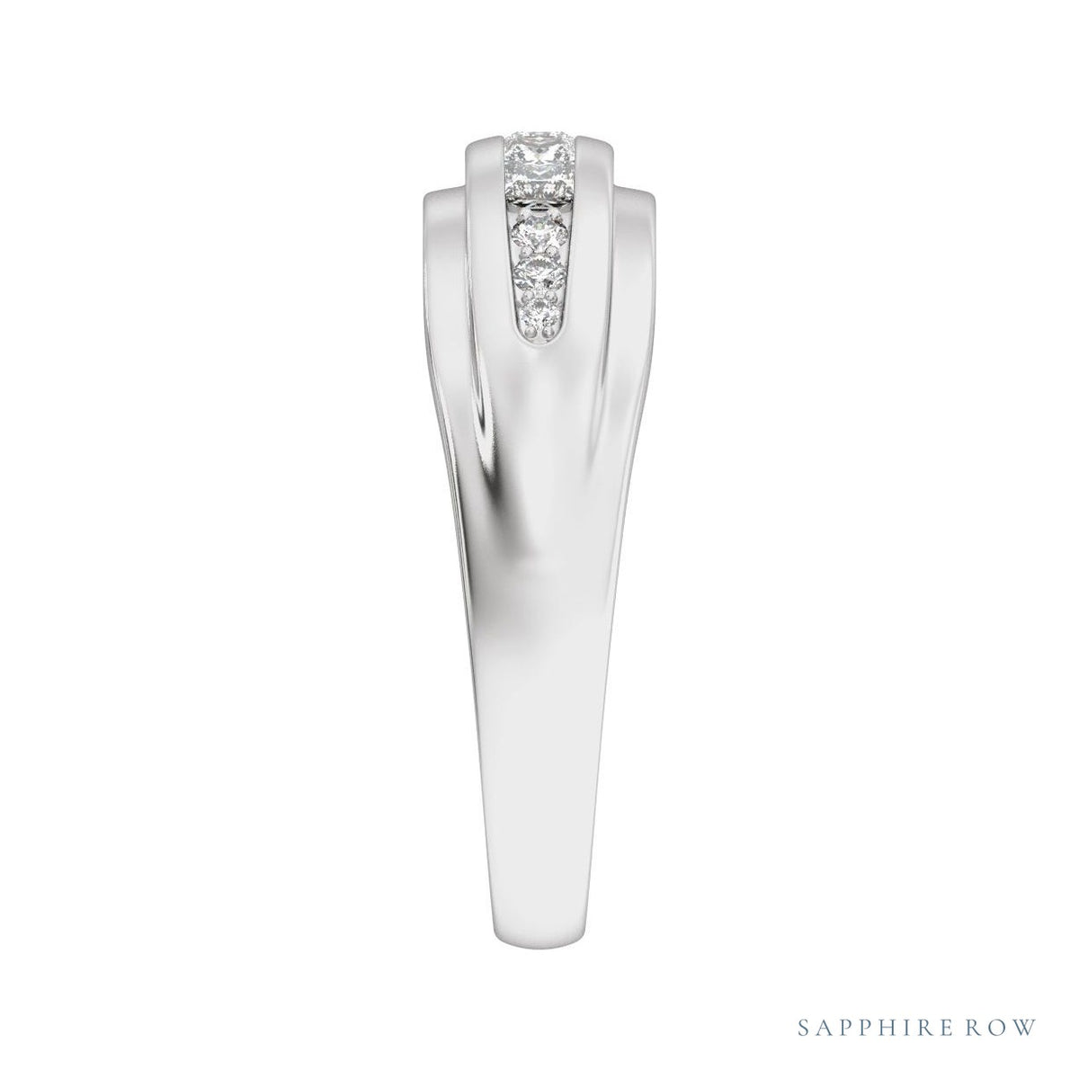 Sapphire Row Natural Diamond Channel-Set Tapered Band - 14K White Gold (view 4)