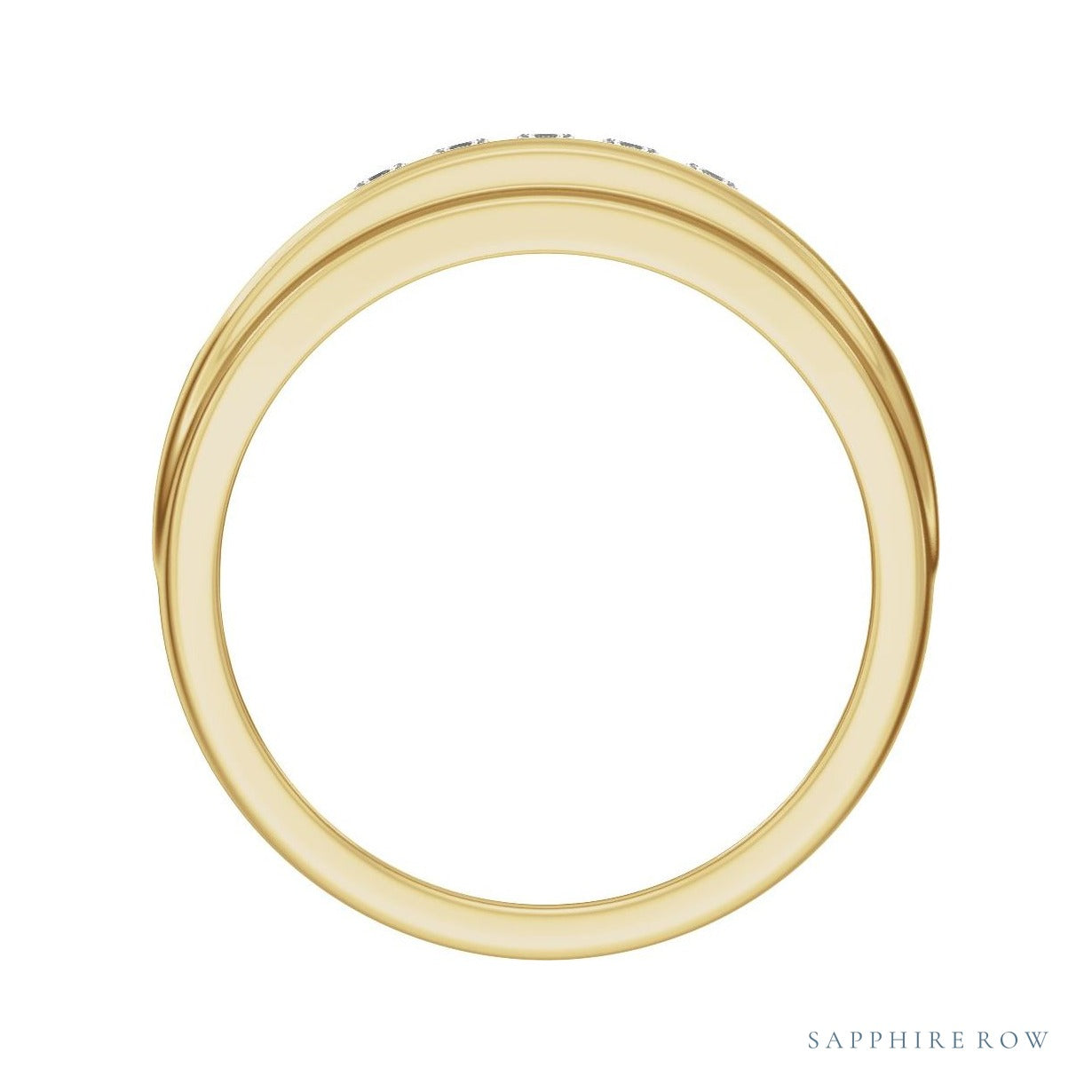Sapphire Row Natural Diamond Channel-Set Tapered Band - 14K Yellow Gold (view 2)