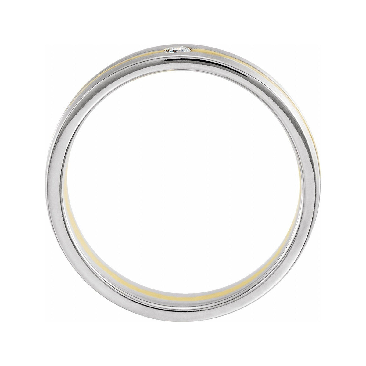 Sapphire Row Natural Diamond Mixed Gold Groove Solitaire Band - 14K White & Yellow Gold (view 2)