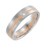 Sapphire Row Natural Diamond Mixed Gold Groove Solitaire Band - 14K White & Rose Gold