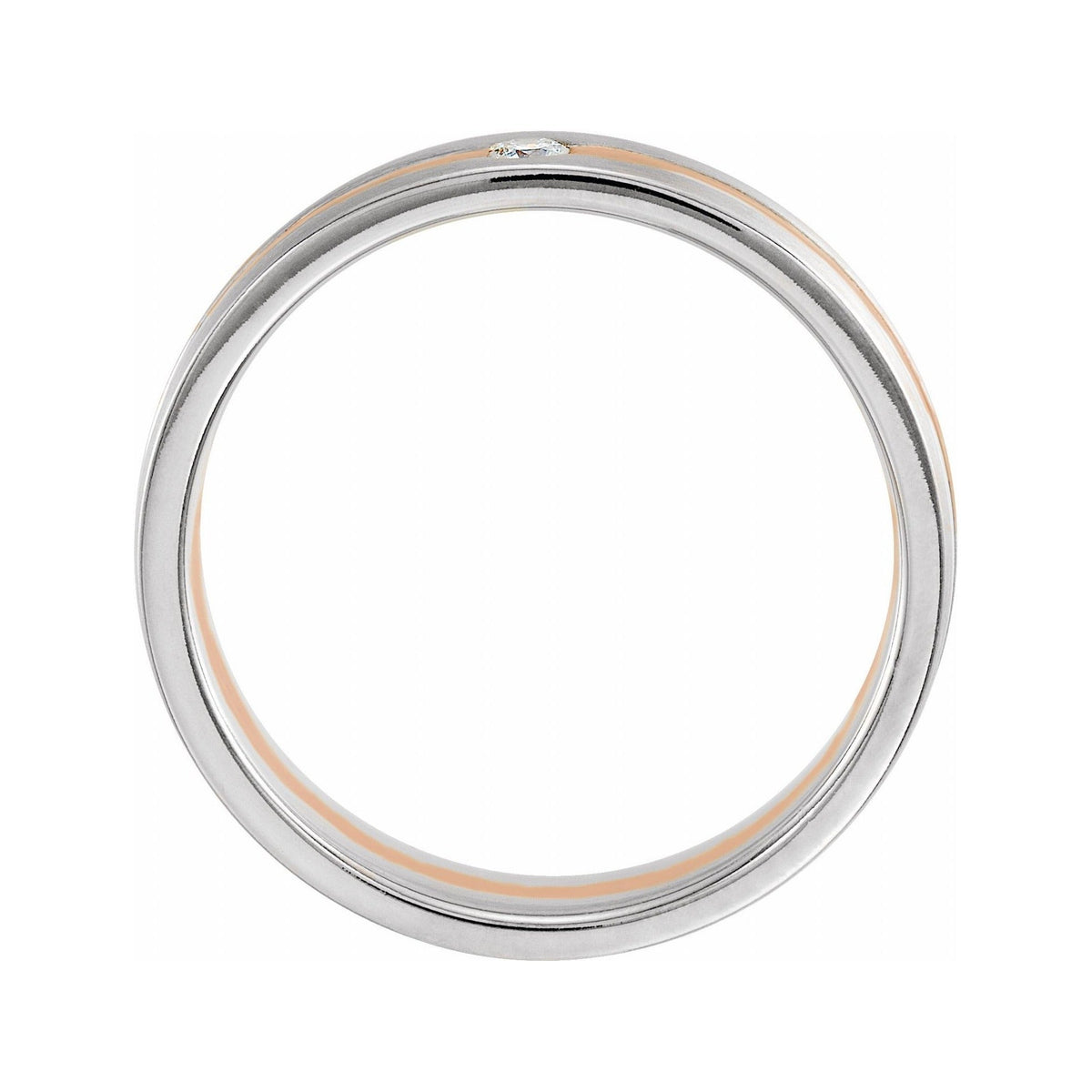 Sapphire Row Natural Diamond Mixed Gold Groove Solitaire Band - 14K White & Rose Gold (view 2)