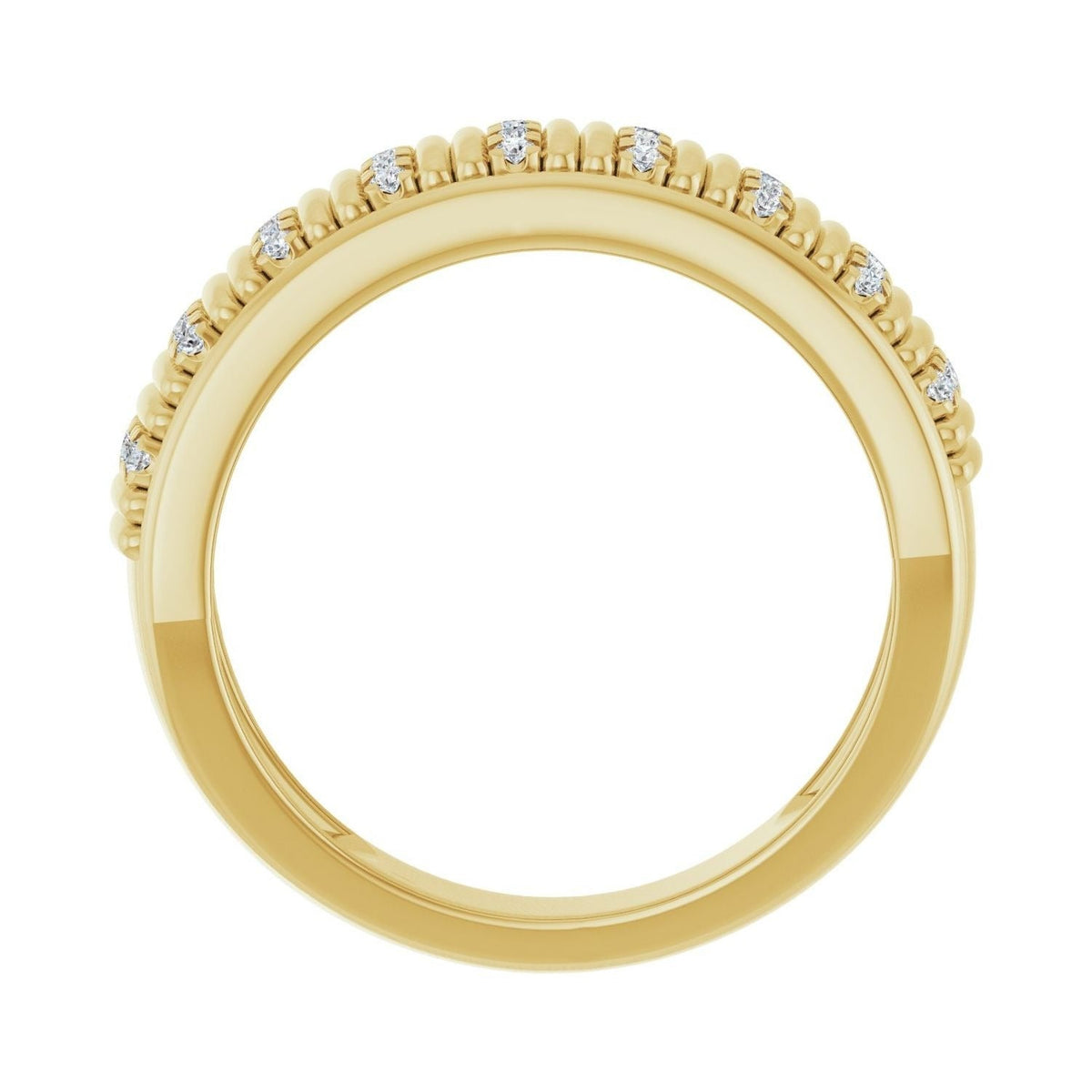 Sapphire Row Lab-Grown Diamond Pavé Groove Band - 14K Yellow Gold (view 2)