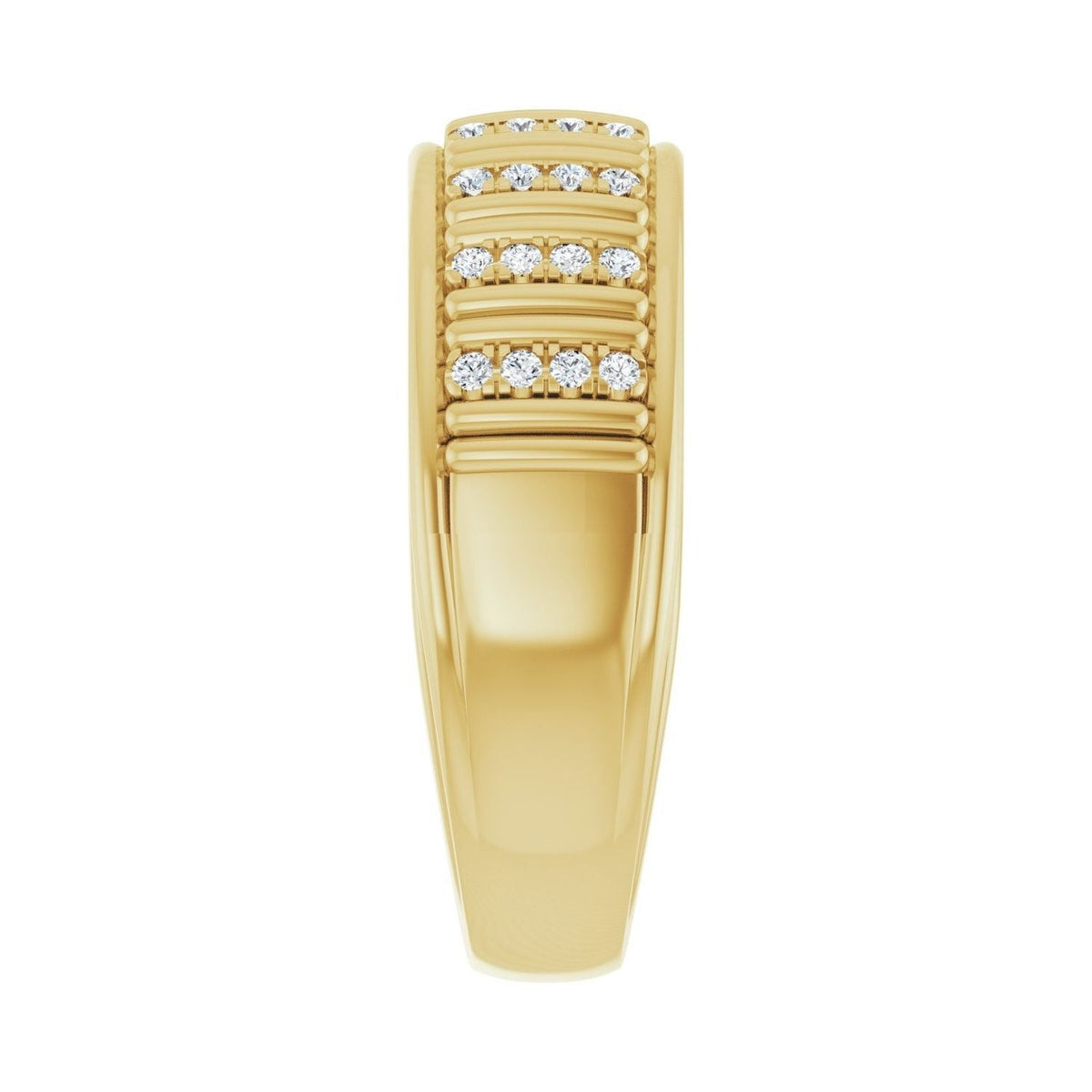 Sapphire Row Lab-Grown Diamond Pavé Groove Band - 14K Yellow Gold (view 4)