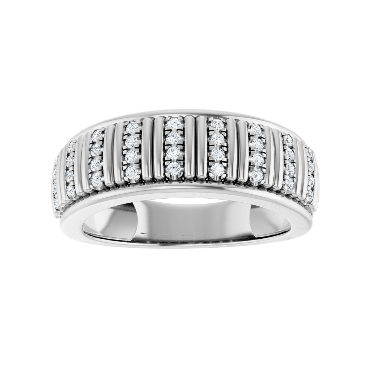 Sapphire Row Lab-Grown Diamond Pavé Groove Band - 14K White Gold (view 3)