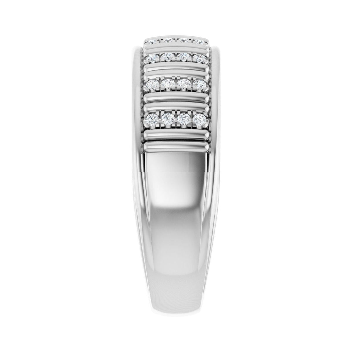 Sapphire Row Lab-Grown Diamond Pavé Groove Band - 14K White Gold (view 4)