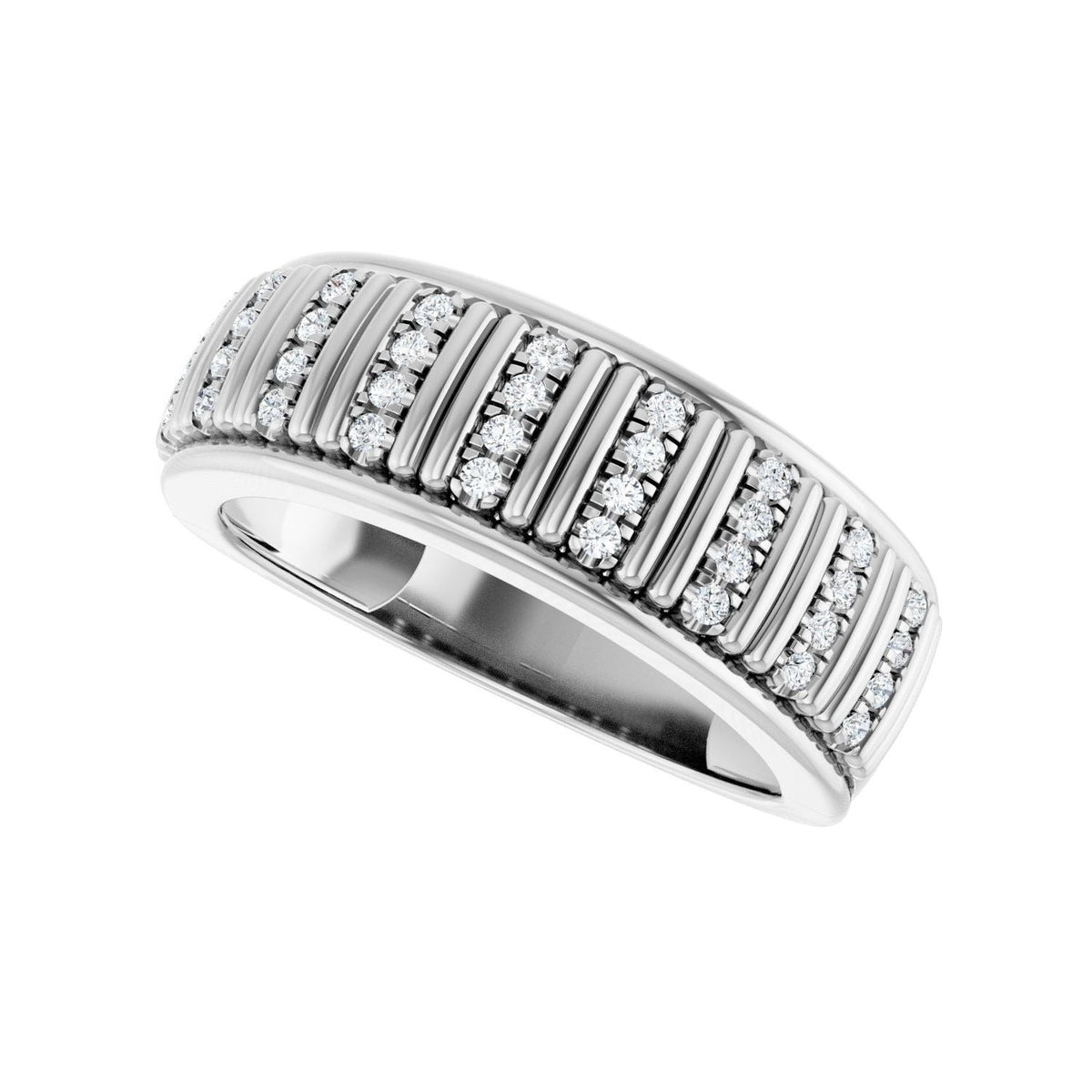 Sapphire Row Lab-Grown Diamond Pavé Groove Band - 14K White Gold (view 5)