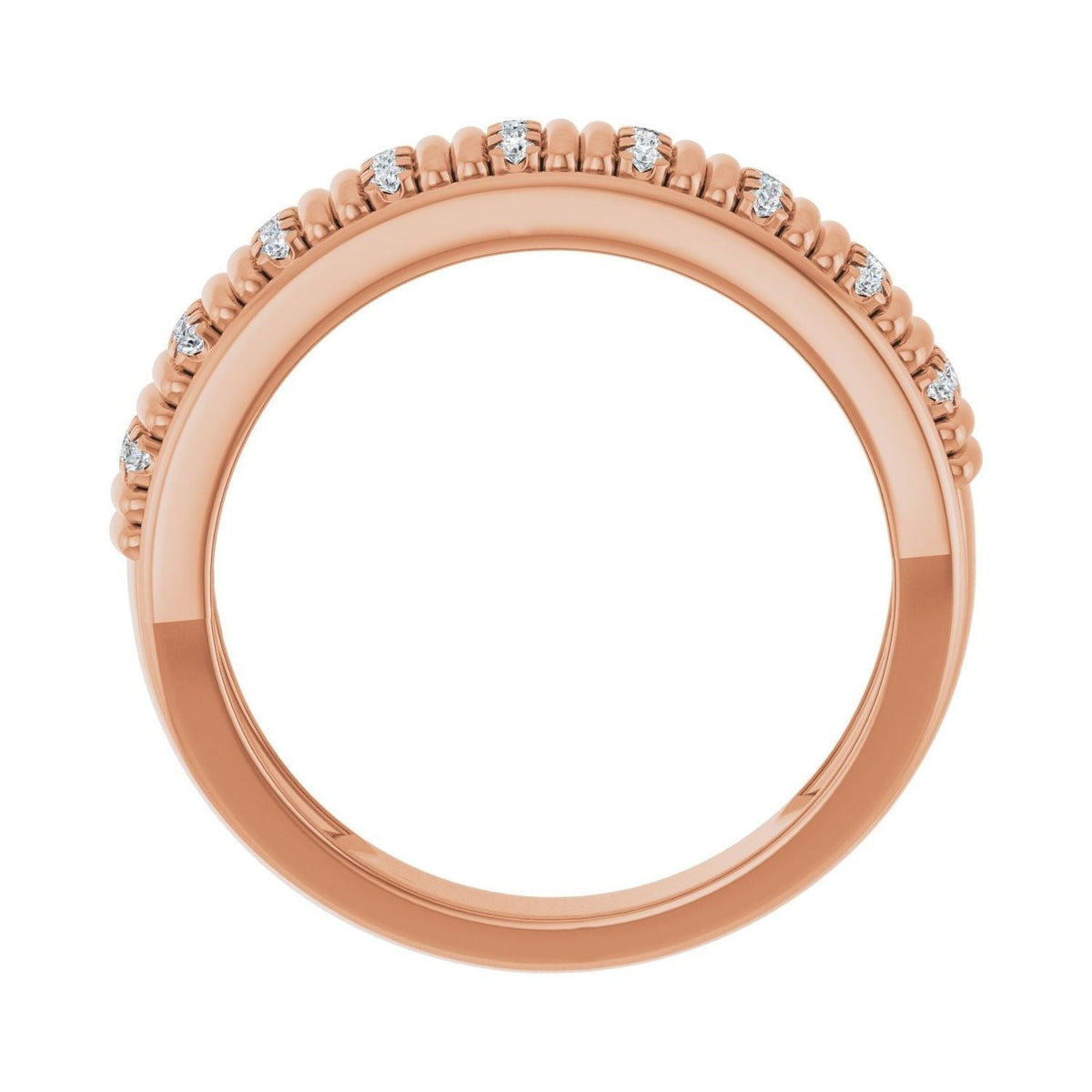Sapphire Row Lab-Grown Diamond Pavé Groove Band - 14K Rose Gold (view 2)