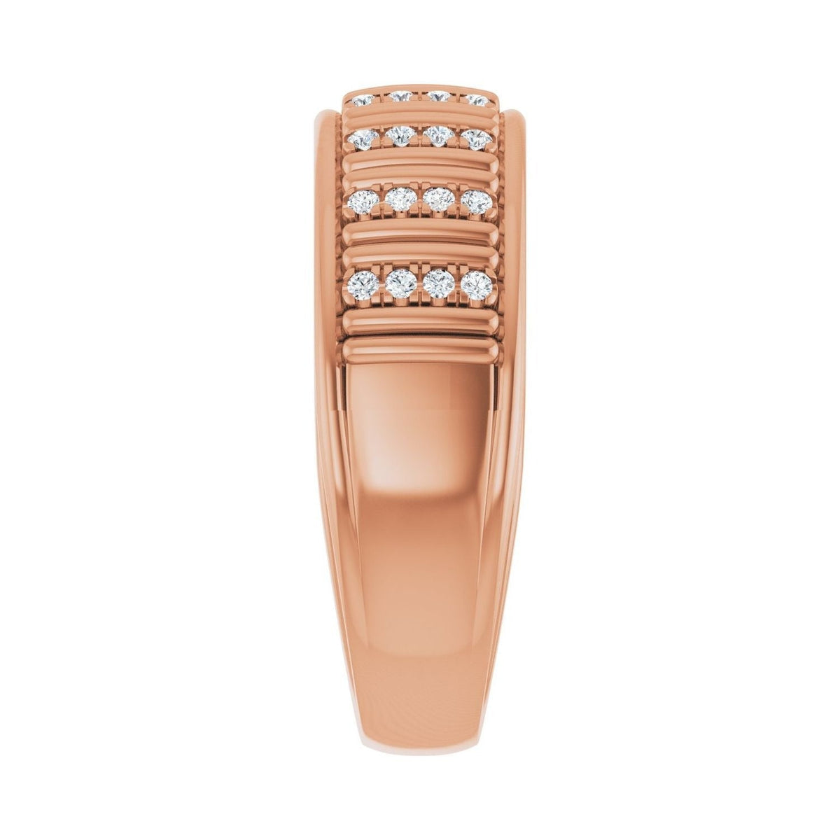Sapphire Row Lab-Grown Diamond Pavé Groove Band - 14K Rose Gold (view 4)