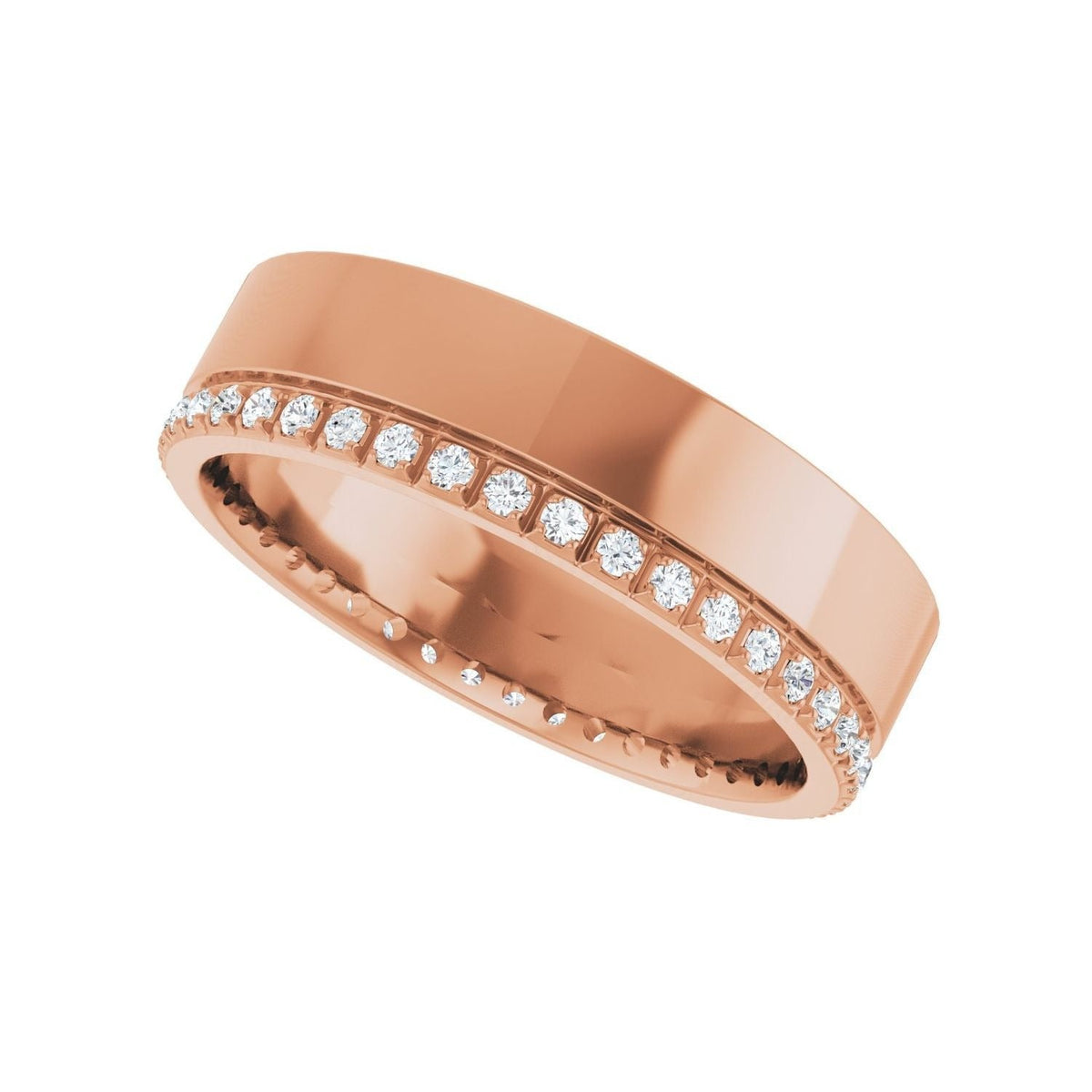 Sapphire Row Lab-Grown Diamond Pavé Detail Cigar Band - 14K Rose Gold, 1/3 ctw (view 5)