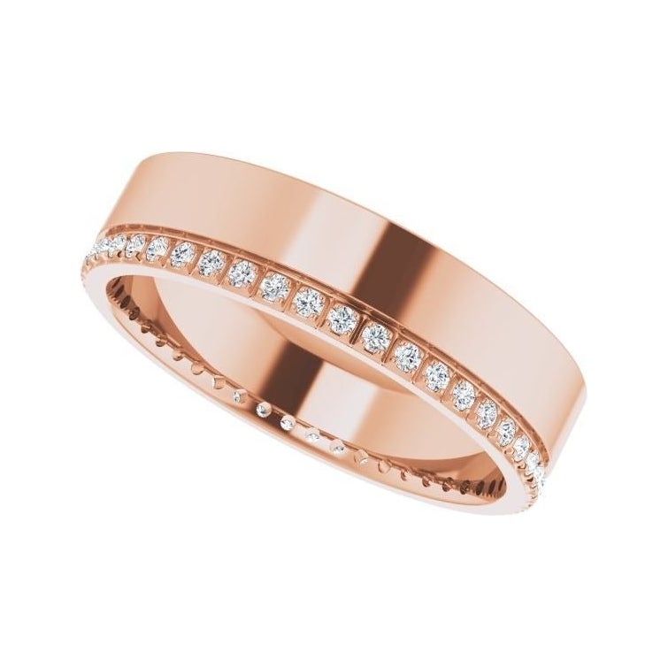 Sapphire Row Lab-Grown Diamond Pavé Detail Cigar Band - 14K Rose Gold, 3/8 ctw (view 5)