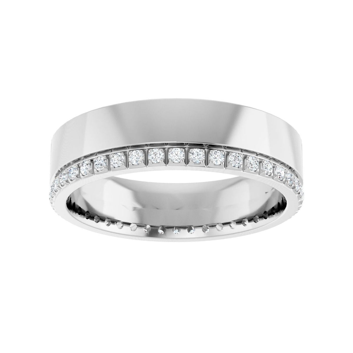 Sapphire Row Lab-Grown Diamond Pavé Detail Cigar Band - 14K White Gold, 1/3 ctw (view 3)