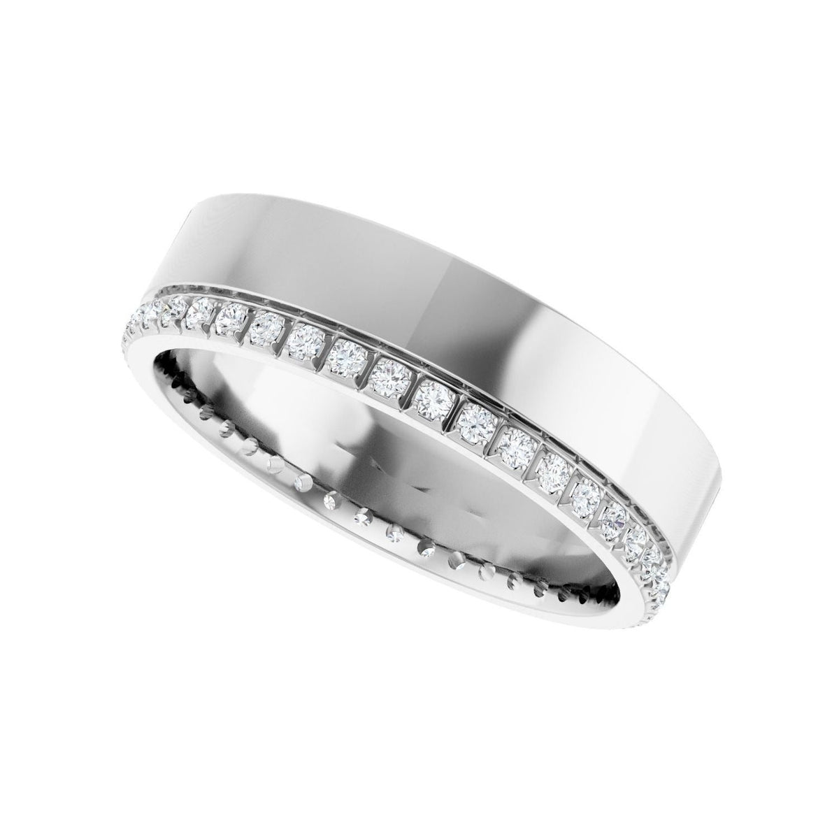Sapphire Row Lab-Grown Diamond Pavé Detail Cigar Band - 14K White Gold, 1/3 ctw (view 5)