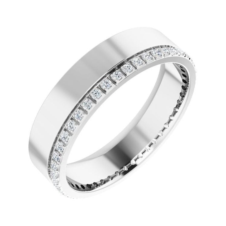 Sapphire Row Lab-Grown Diamond Pavé Detail Cigar Band - 14K White Gold, 3/8 ctw