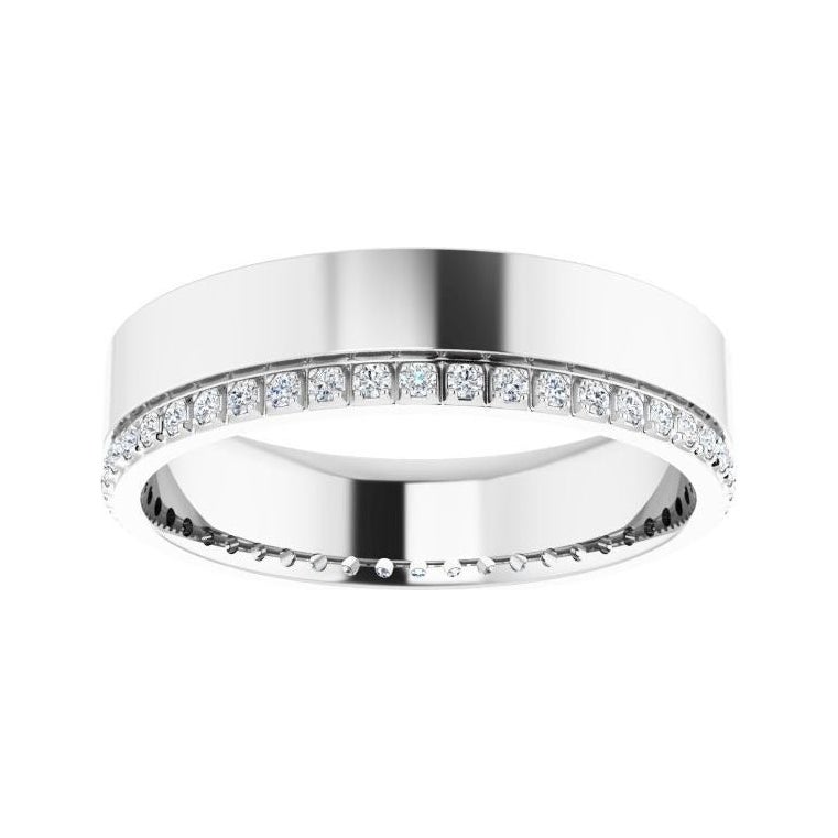Sapphire Row Lab-Grown Diamond Pavé Detail Cigar Band - 14K White Gold, 3/8 ctw (view 3)