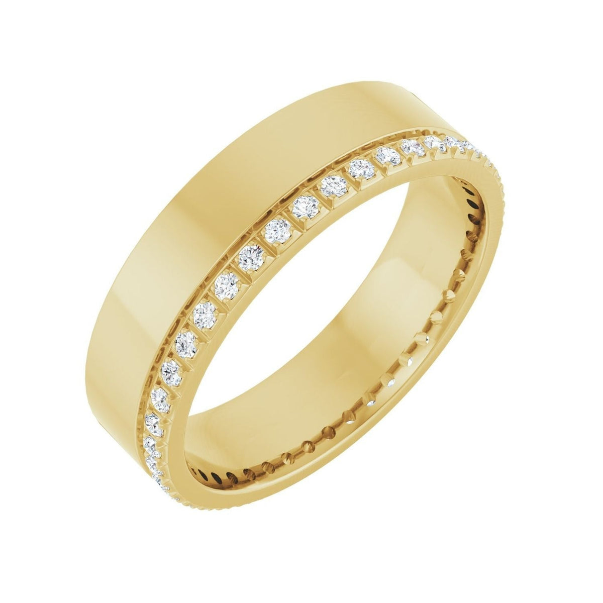 Sapphire Row Lab-Grown Diamond Pavé Detail Cigar Band - 14K Yellow Gold, 1/3 ctw