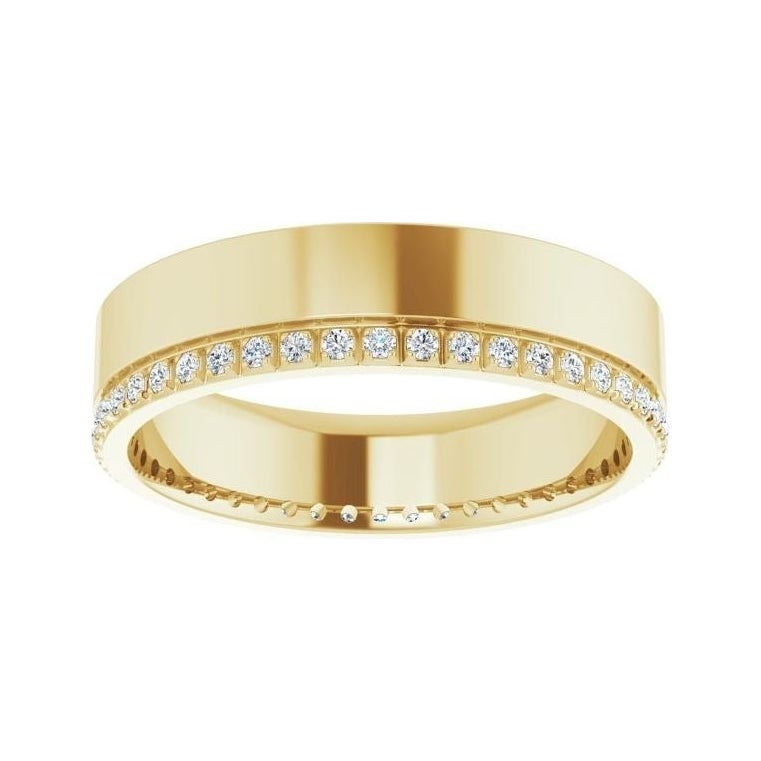 Sapphire Row Lab-Grown Diamond Pavé Detail Cigar Band - 14K Yellow Gold, 3/8 ctw (view 3)