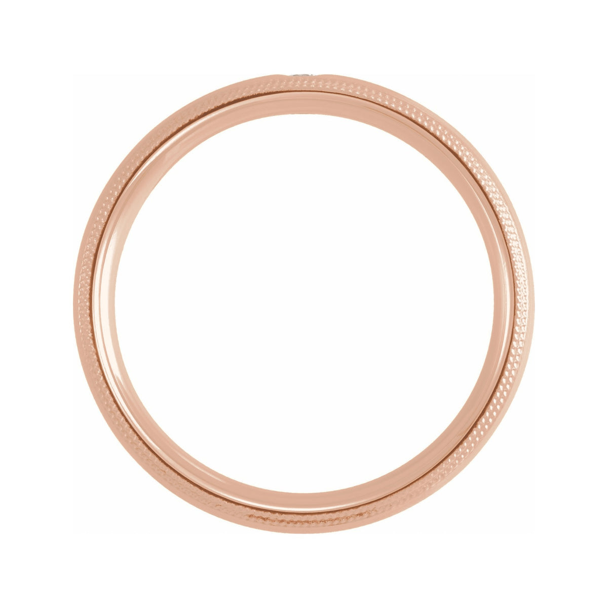 Sapphire Row Natural Diamond Milgrain Detail Solitaire Comfort Band - 14K Rose Gold (view 2)