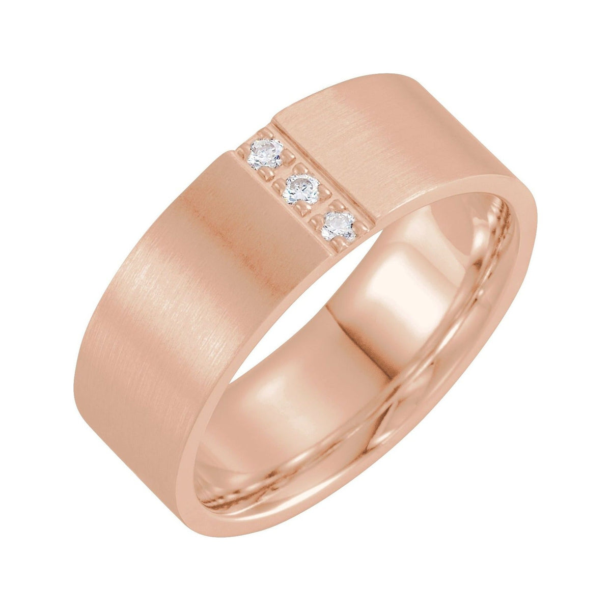 Sapphire Row Natural Diamond Detail Cigar Band - 14K Rose Gold