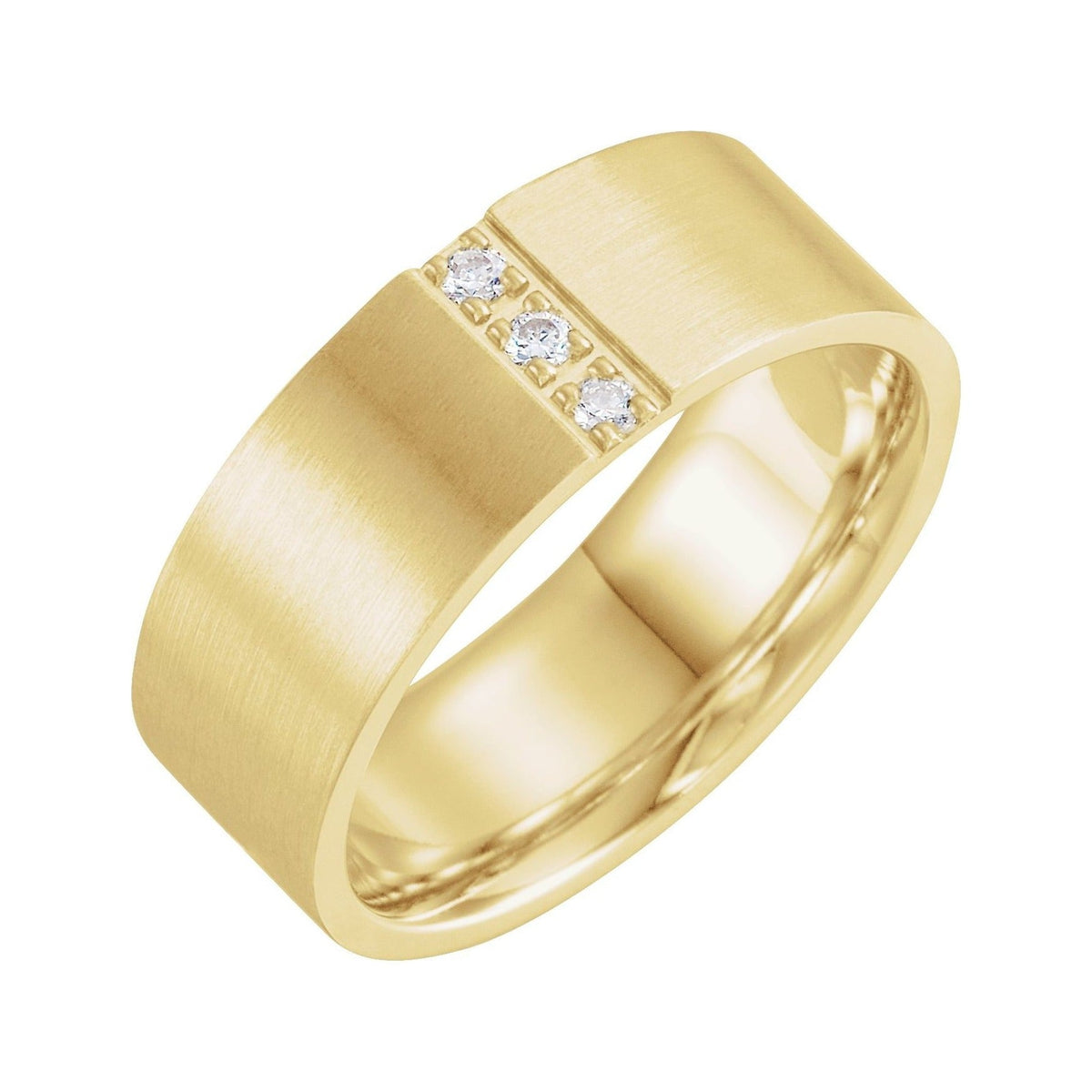 Sapphire Row Natural Diamond Detail Cigar Band - 14K Yellow Gold