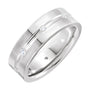 Sapphire Row Natural Diamond Grooved Detail Band - 14K White Gold, 6 mm
