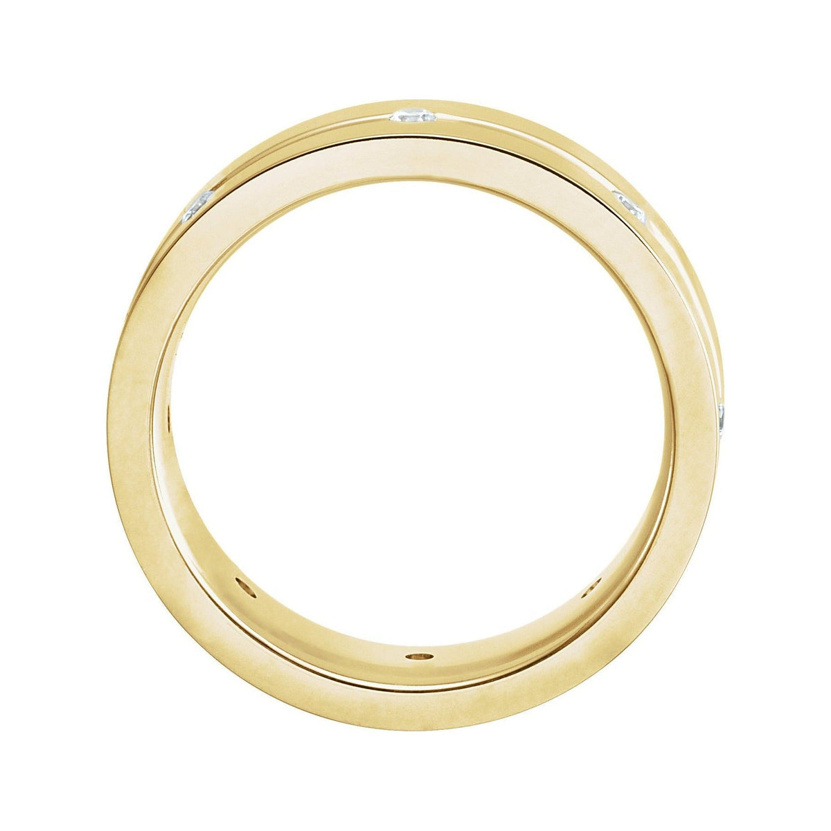Sapphire Row Natural Diamond Grooved Detail Band - 14K Yellow Gold, 6 mm (view 2)