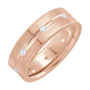 Sapphire Row Natural Diamond Grooved Detail Band - 14K Rose Gold, 6 mm