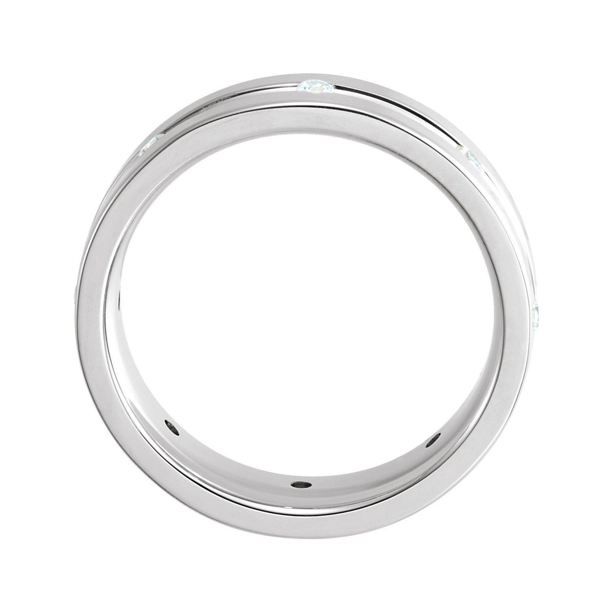 Sapphire Row Natural Diamond Grooved Detail Band - Platinum, 5 mm (view 2)
