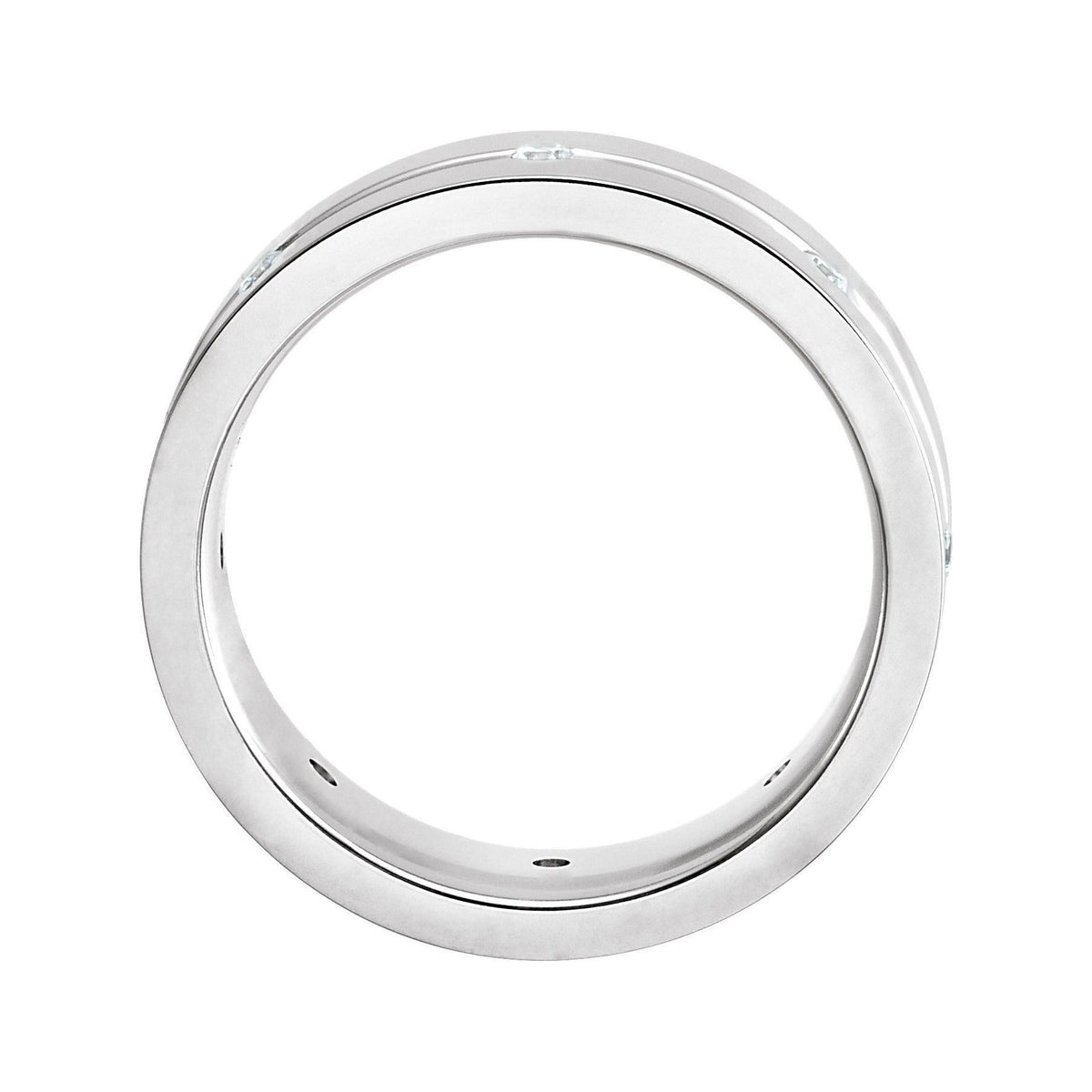 Sapphire Row Natural Diamond Grooved Detail Band - Platinum, 6 mm (view 2)