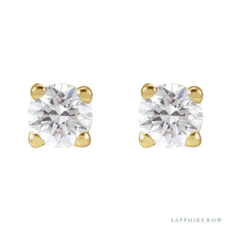 Sapphire Row Lab-Grown Diamond Stud Earrings - 14K Yellow Gold, 2.5 mm (view 2)