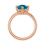 Sapphire Row Natural Gemstone Oval Solitaire Ring - London Blue Topaz, 14K Rose Gold, 10 × 8 mm (view 2)