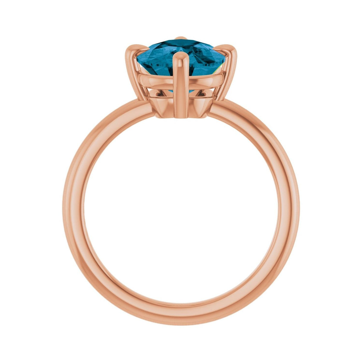 Sapphire Row Natural Gemstone Oval Solitaire Ring - London Blue Topaz, 14K Rose Gold, 10 × 8 mm (view 2)