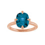 Sapphire Row Natural Gemstone Oval Solitaire Ring - London Blue Topaz, 14K Rose Gold, 10 × 8 mm (view 3)