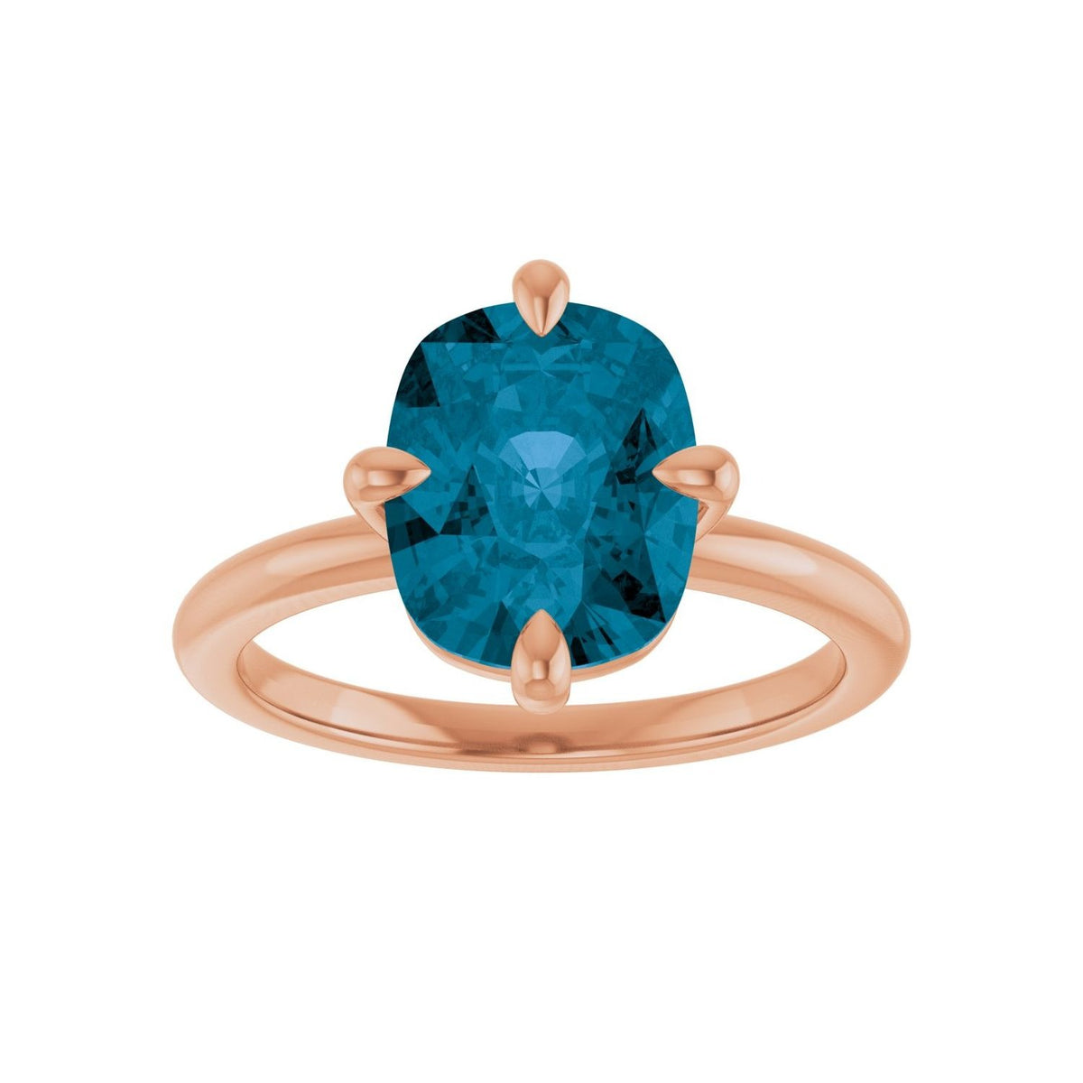 Sapphire Row Natural Gemstone Oval Solitaire Ring - London Blue Topaz, 14K Rose Gold, 10 × 8 mm (view 3)