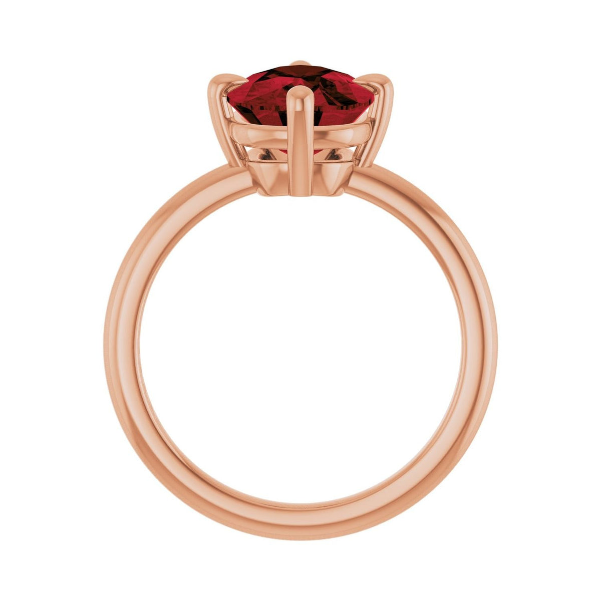 Sapphire Row Natural Gemstone Oval Solitaire Ring - Mozambique Garnet, 14K Rose Gold, 10 × 8 mm (view 2)