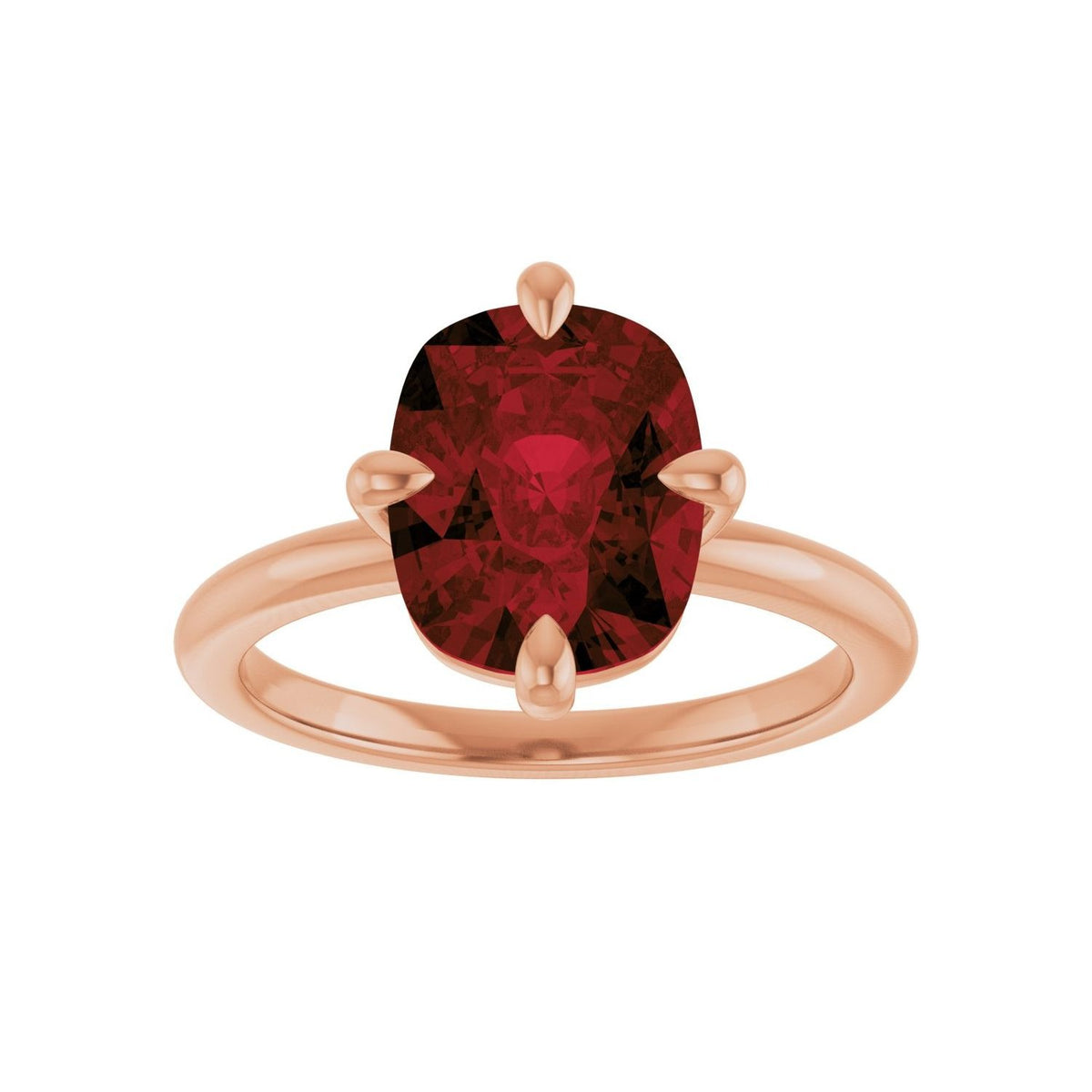 Sapphire Row Natural Gemstone Oval Solitaire Ring - Mozambique Garnet, 14K Rose Gold, 10 × 8 mm (view 3)