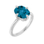 Sapphire Row Natural Gemstone Oval Solitaire Ring - London Blue Topaz, Platinum, 10 × 8 mm