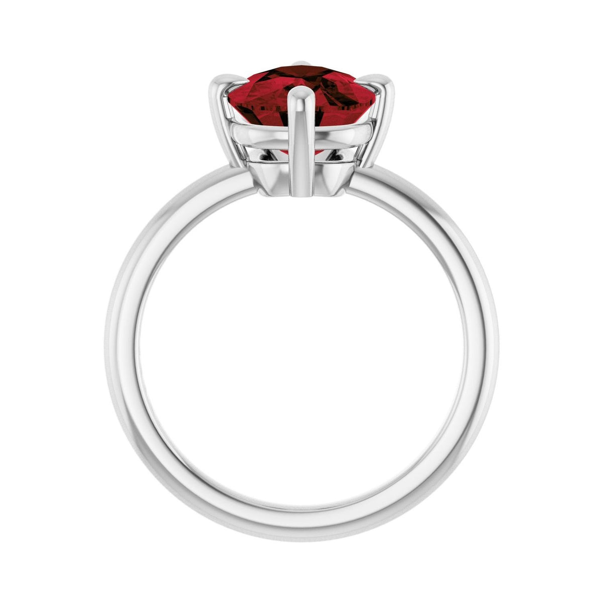 Sapphire Row Natural Gemstone Oval Solitaire Ring - Mozambique Garnet, Platinum, 10 × 8 mm (view 2)